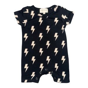 Forever French Tshirt Romper | Black & Tan Lightning Bolt